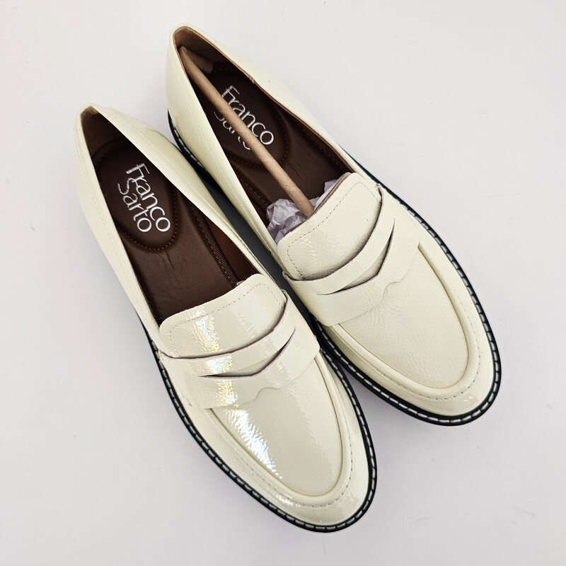 Franco Sarto Patent, Cream, Size: 7