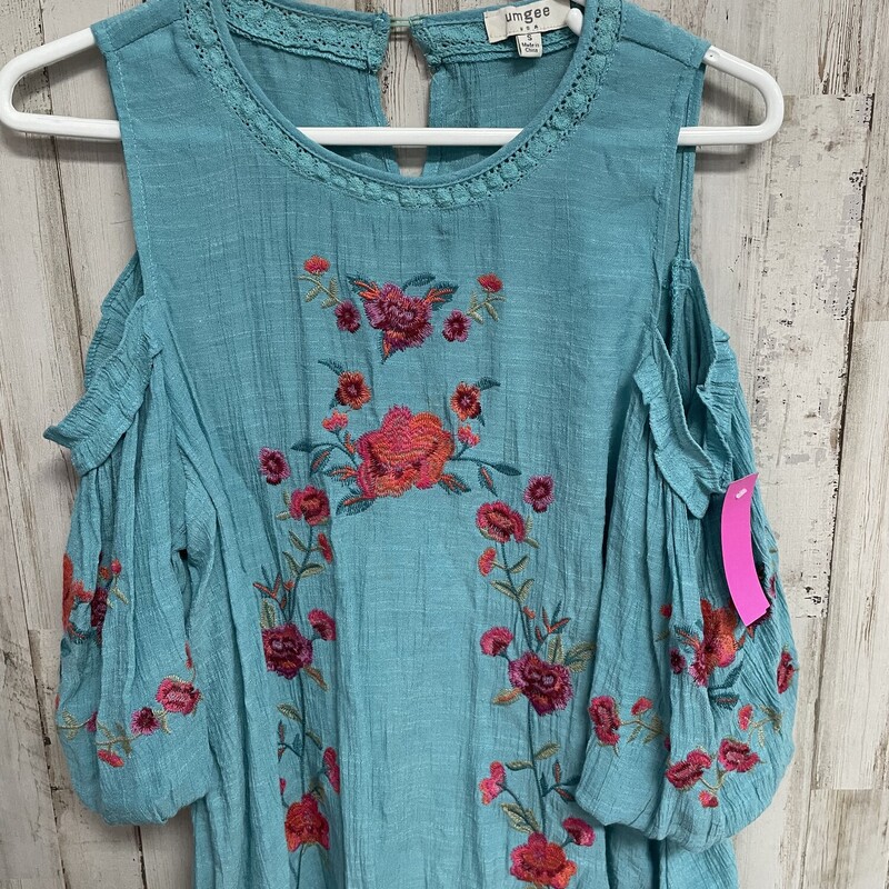 S Teal Embroider Cld Shld, Blue, Size: Ladies S