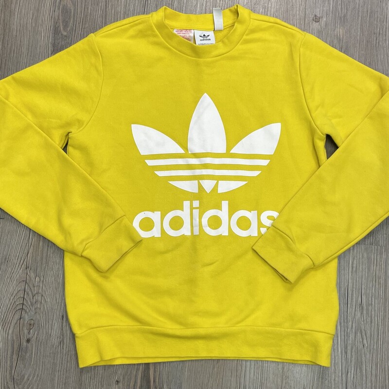 Adidas Sweatshirt, Yellow, Size: 11-12Y