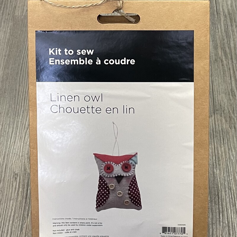Kit To Sew Linen Owl, Multi