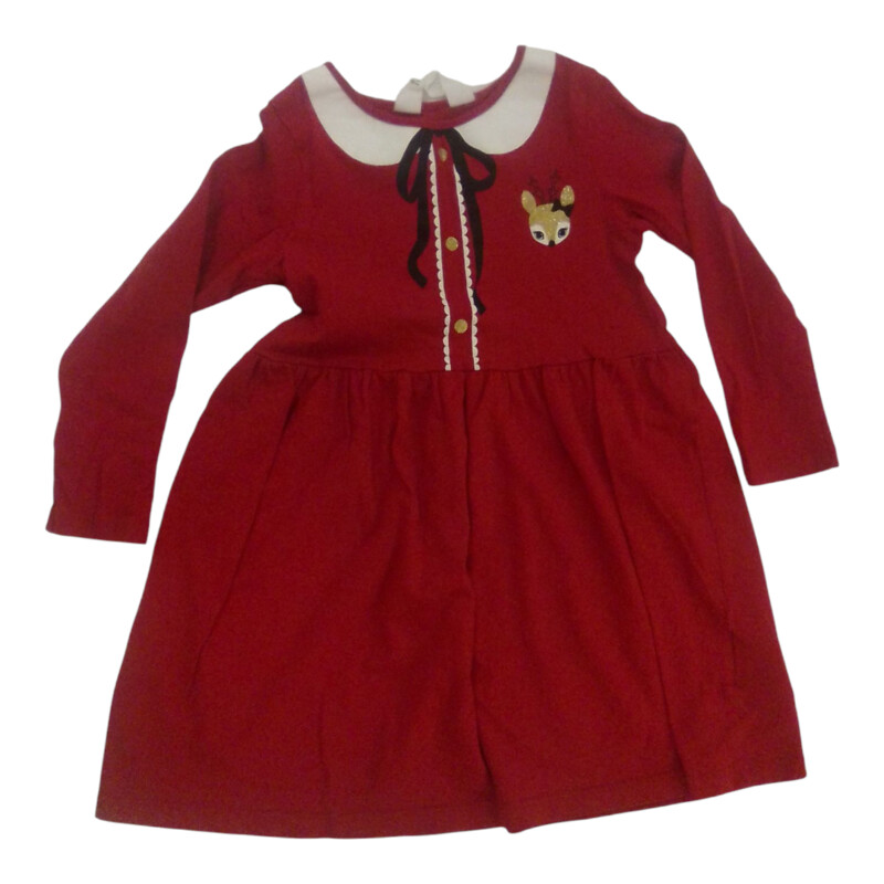 LS Dress: Red W Reindeer