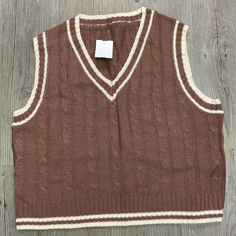 Shein Knit V Neck, Brown, Size: 14Y+