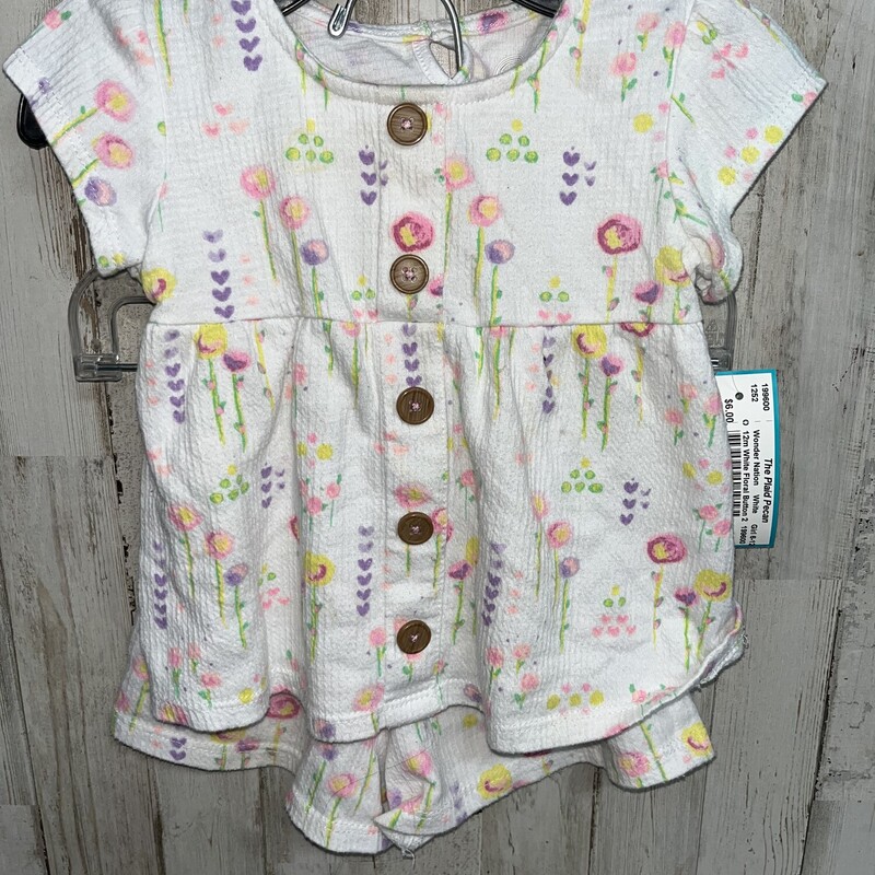 12m White Floral Button 2