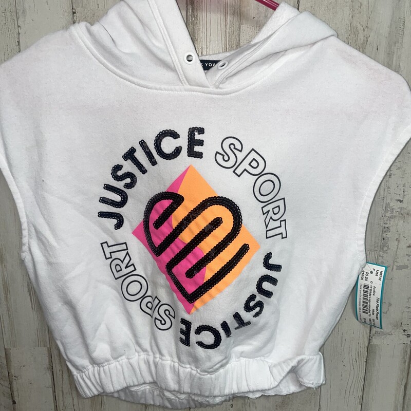 10 White Logo Hooded Tank, White, Size: Girl 10 Up