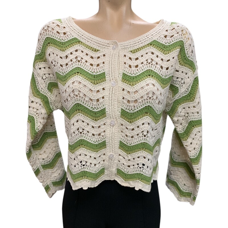 Cardigan Knit, Gren/ivo, Size: M