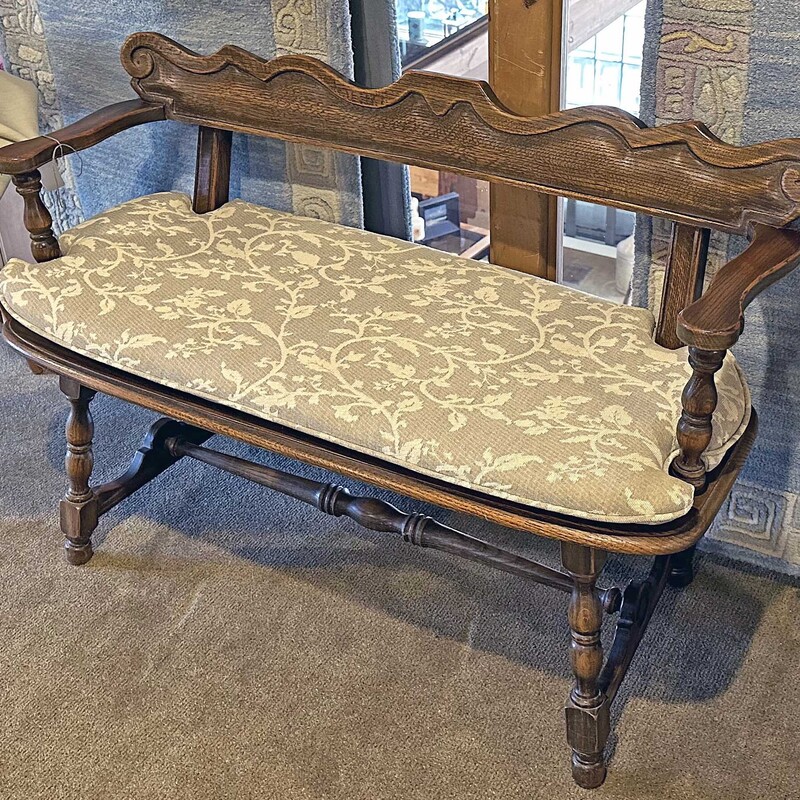 Oak Bench With Cushion
