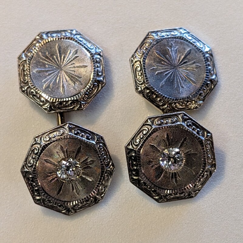 14k/platinum/dia Cufflink