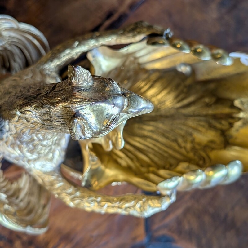Griffin Ormolu Gold Bowl (Gold over Silver?)<br />
Antique English<br />
8.5w  x  6.5d  x  8h