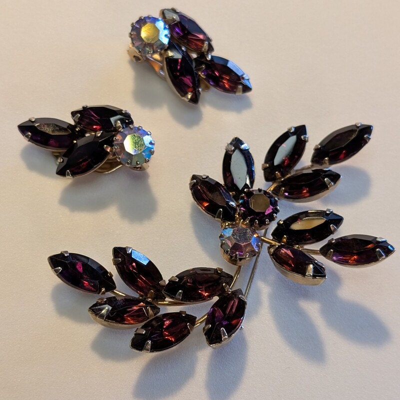 Purple Rhinestone Pin and Clip-On Earring Set
Pashmina, Scarf, Hat, Sweater