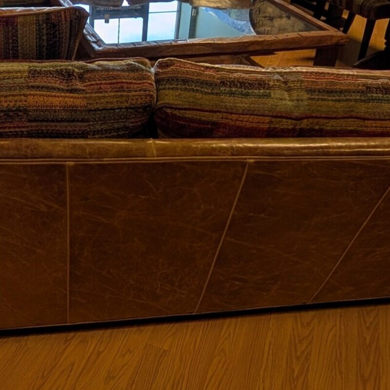 Old Hickory Tannery Leather, Colorful Upholstry<br />
100 x 40d x 33h