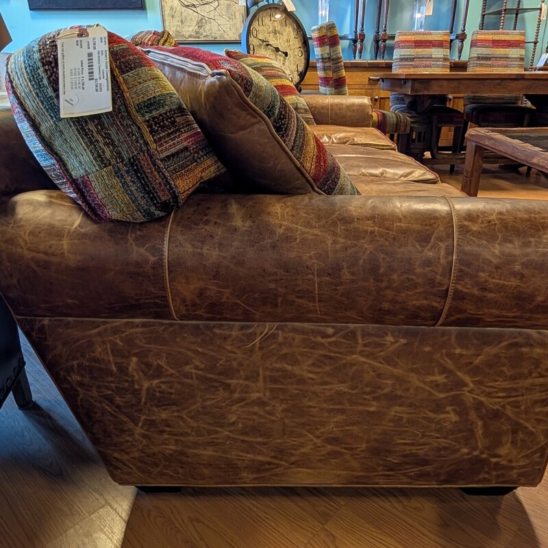Old Hickory Tannery Leather, Colorful Upholstry<br />
100 x 40d x 33h