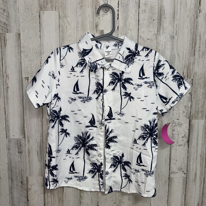 6 White Palm Tree Button, White, Size: Boy 5-8