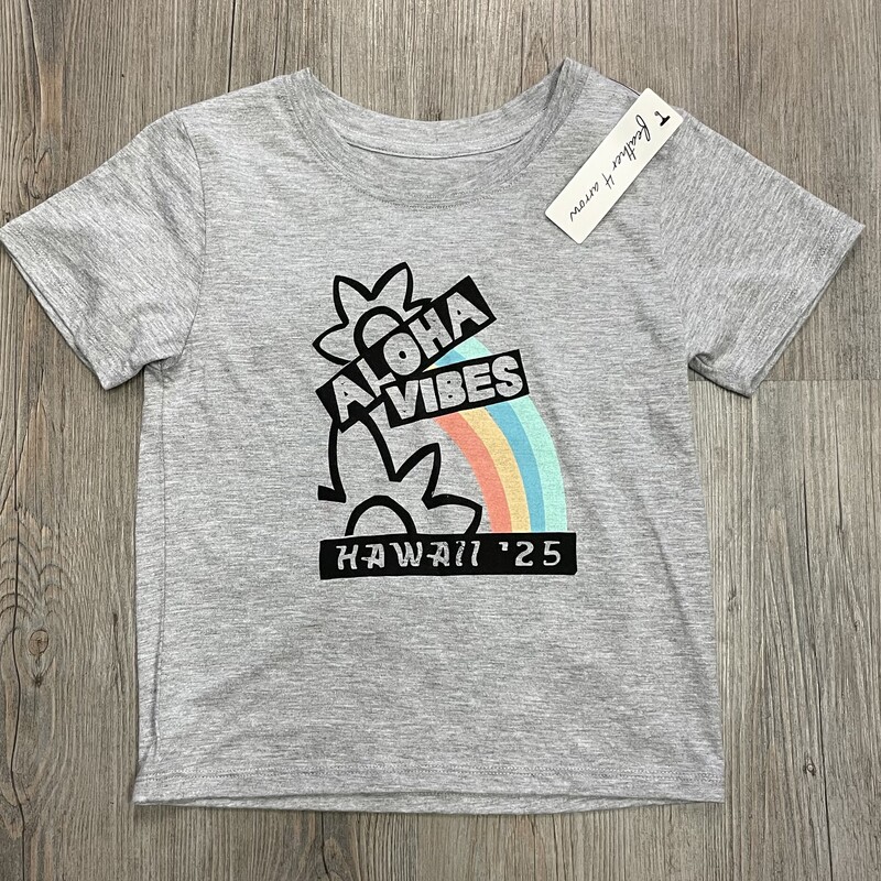 F4A Aloha Vibes Tee, Grey, Size: 6-7Y
