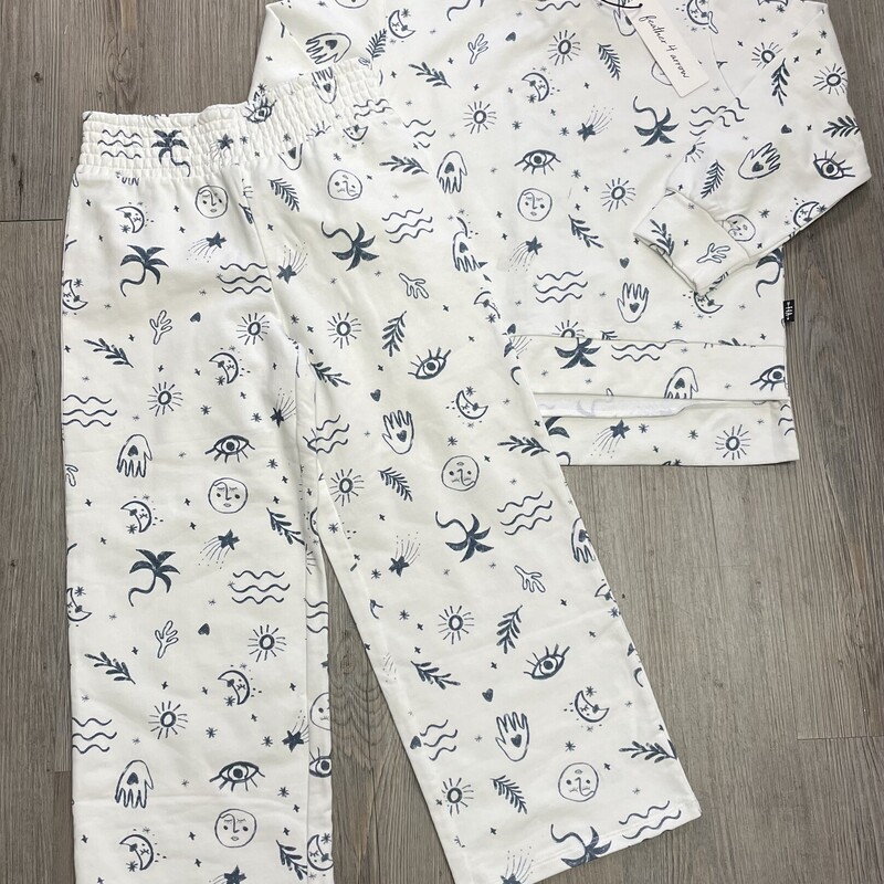 F4A Sweat Set, White ?blue, Size: 6Y