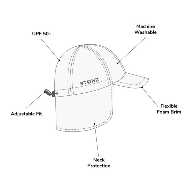 STONZ FLAP CAP, Ivory, Size: 1-3Y
Keep your little explorer protected and burn-free with our baby Flap Cap. Made with non-toxic, tightly-woven fabric, so you don’t need to use sunscreen to keep them protected: just put on their hat and they’re ready to go! Their skin and the environment will thank you.
Non-toxic UV protection: No need to use harsh sunscreens. The tightly-woven fabric provides complete UPF 50 protection for your child.

Perfect fit that stays on: Thanks to the adjustable toggle closure, this versatile flap-hat fits any child. And stays on all day long!

Soft & comfortable: With a super-soft fabric and breathable mesh lining, your little one will stay fresh and cool regardless of the weather.

Machine washable: Got a little ice cream on it? No worries, wash inside out in cold water, on delicate cycle & hang to dry or tumble dry without heat.