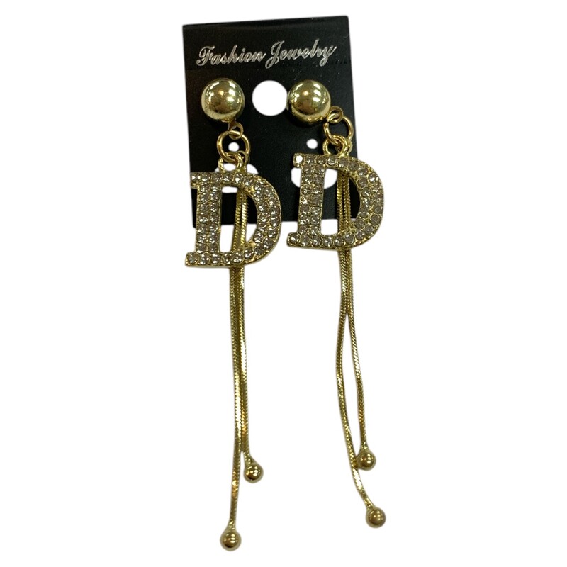 D Earrings, Gold, Size: None