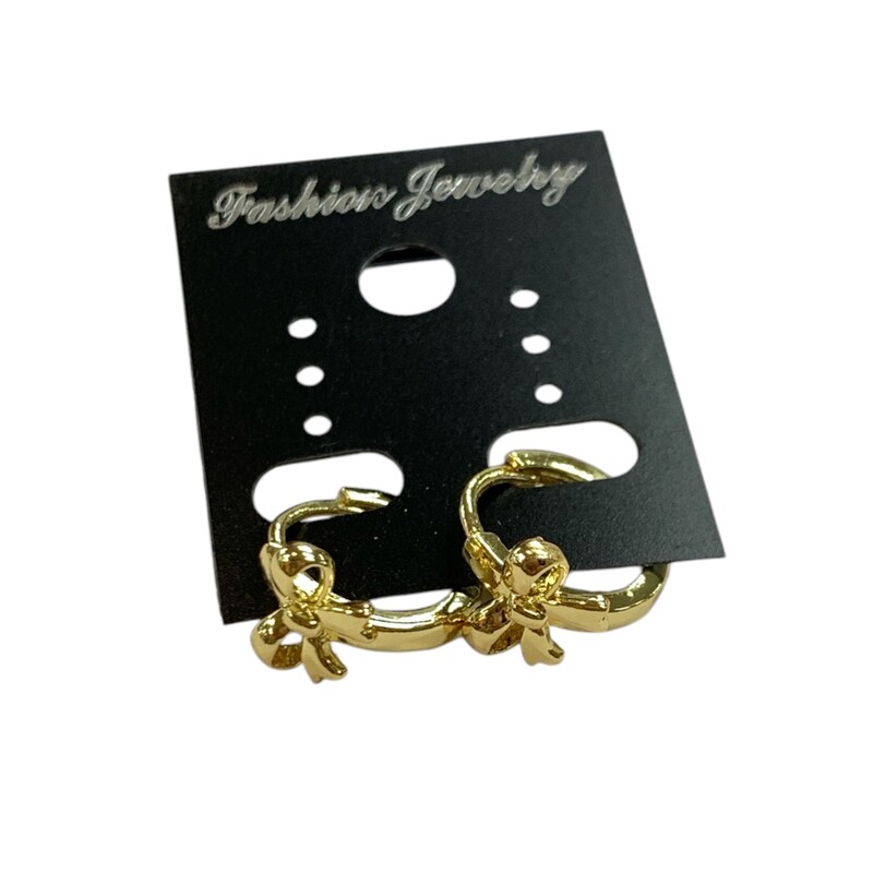 Ribbon Earrings, Gold, Size: None