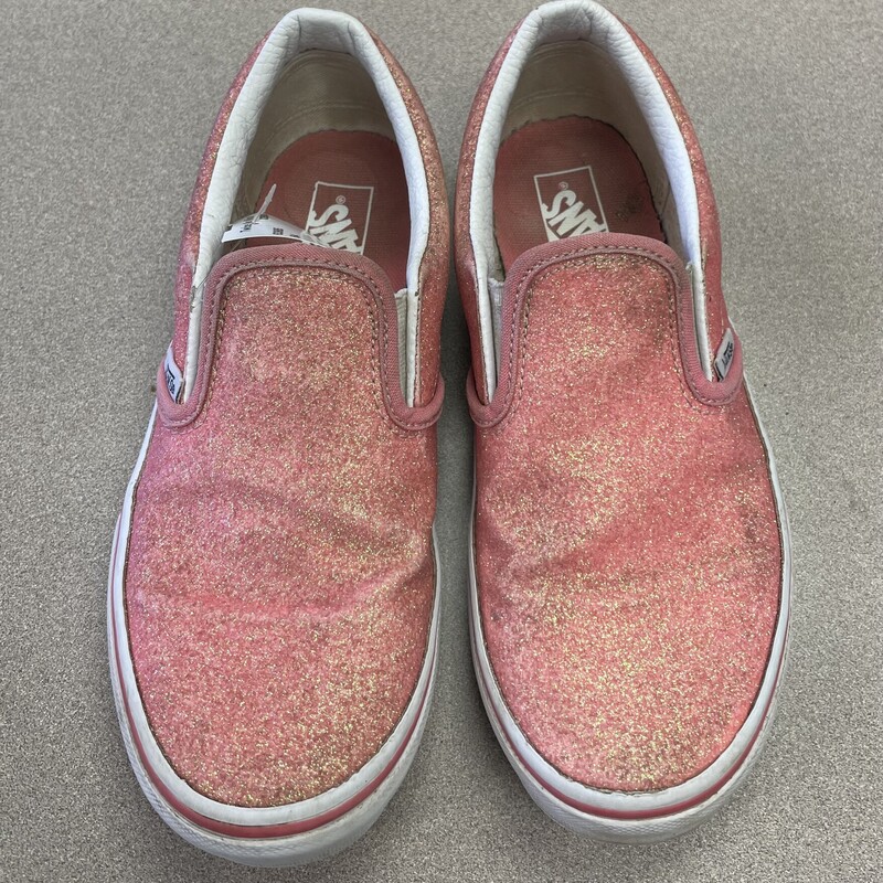 Vans Glitter Slip On Shoe, Coral, Size: 3Y