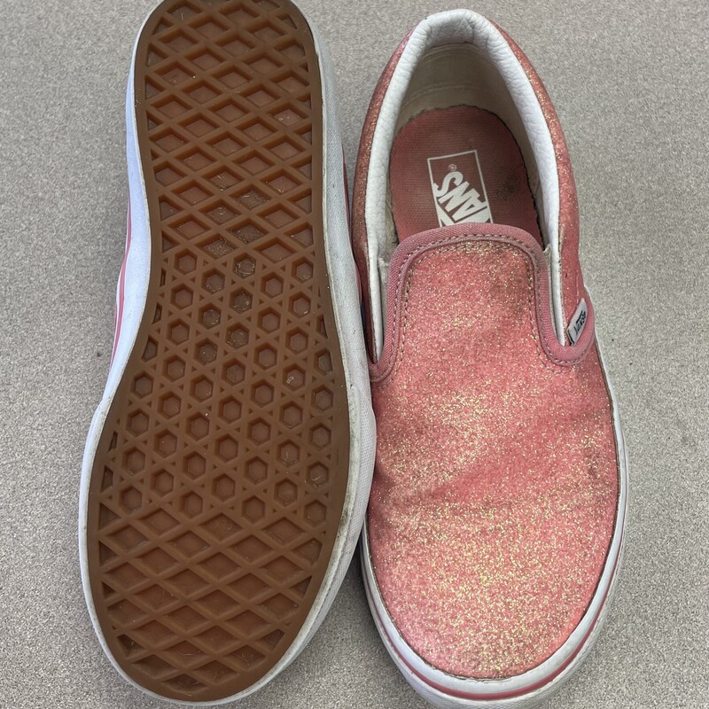 Vans Glitter Slip On Shoe, Coral, Size: 3Y