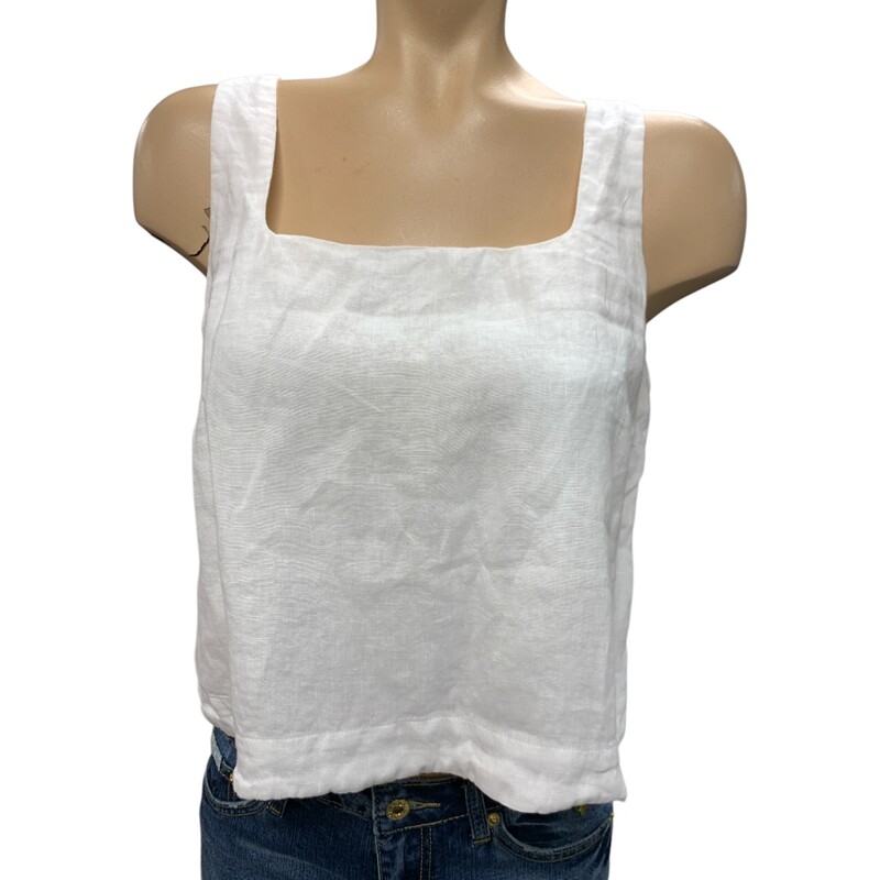 AYR 100%Linen Top, White, Size: M