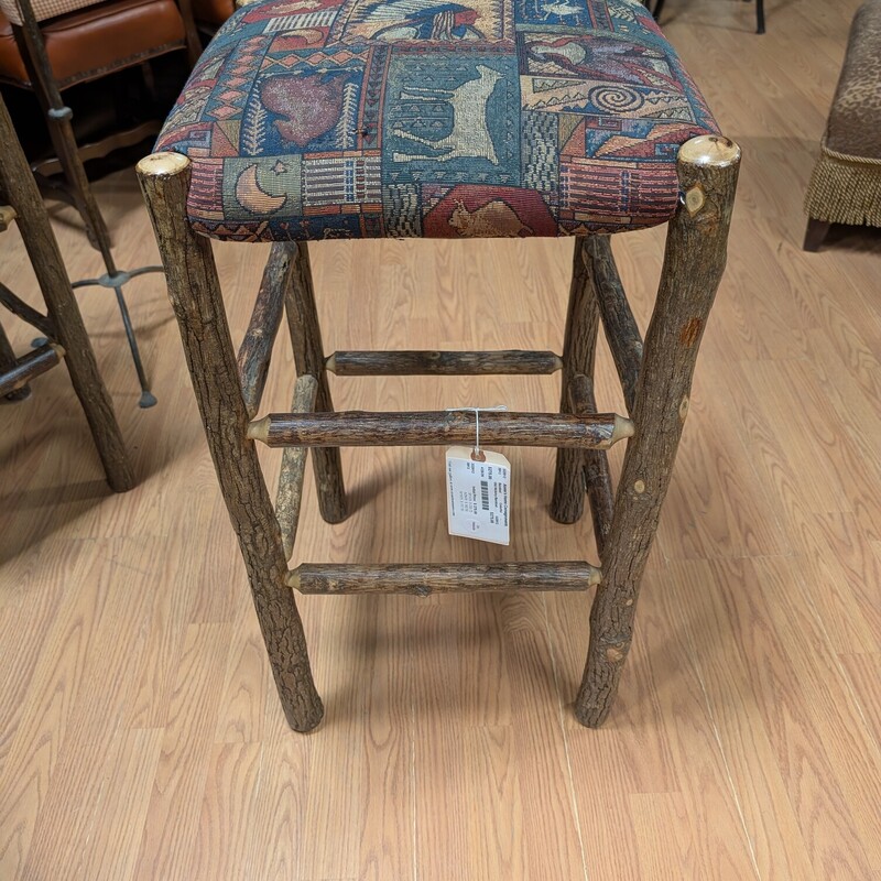 Old Hickory Barstool, Colorful Western Print
16 x 16 x 30