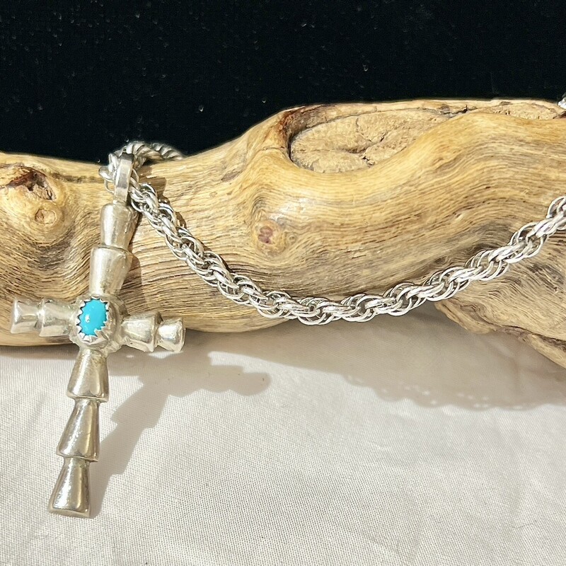 Cross with turquoise necklace