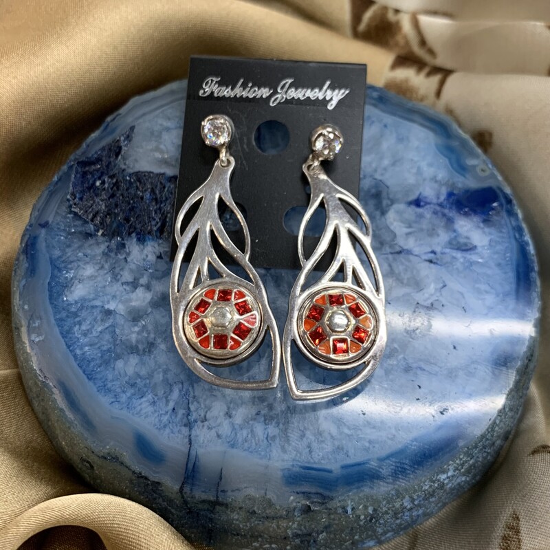 KAMELEON Earrings 925, Red/svr, Size: None