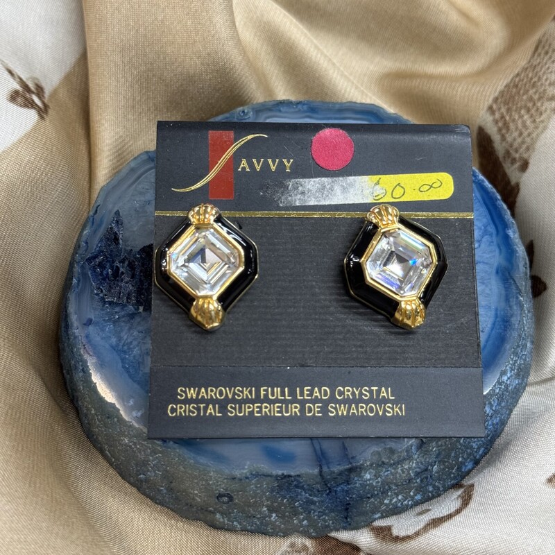 Earrings Swarovski Crysta, Blk/gld, Size: None