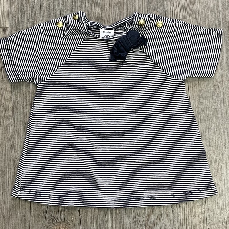 Petit Bateau Striped Tee, Navy, Size: 18M