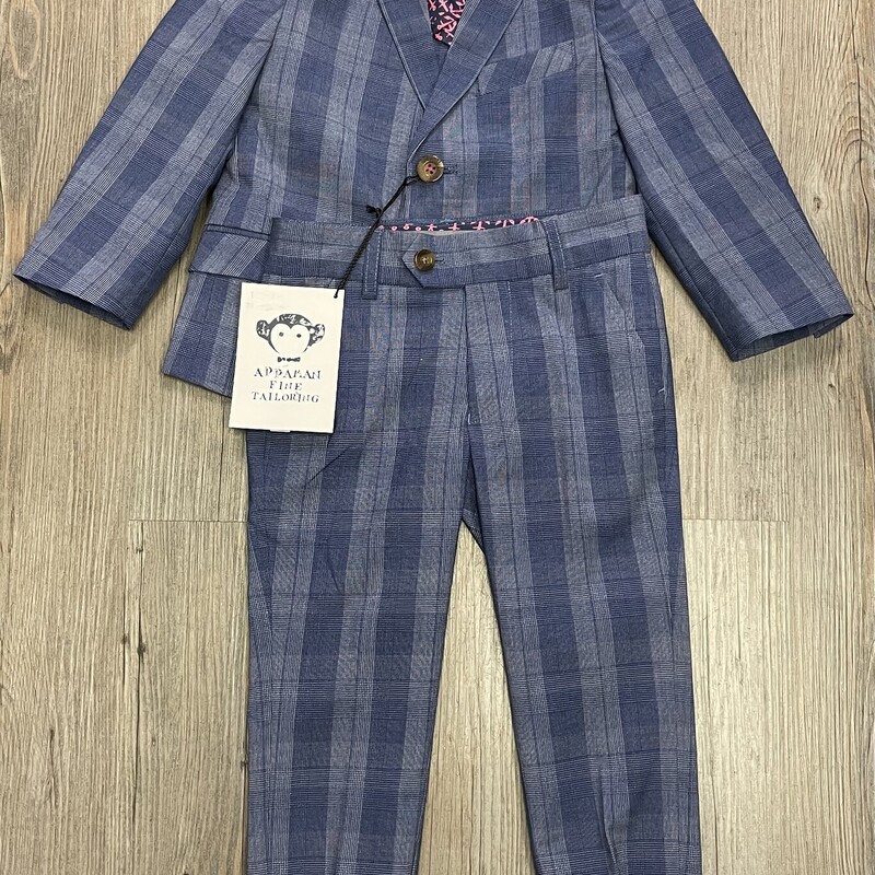Appaman 2 Pcs Indigo Glen Plaid Stretchy Mod Suit Size: 6Y