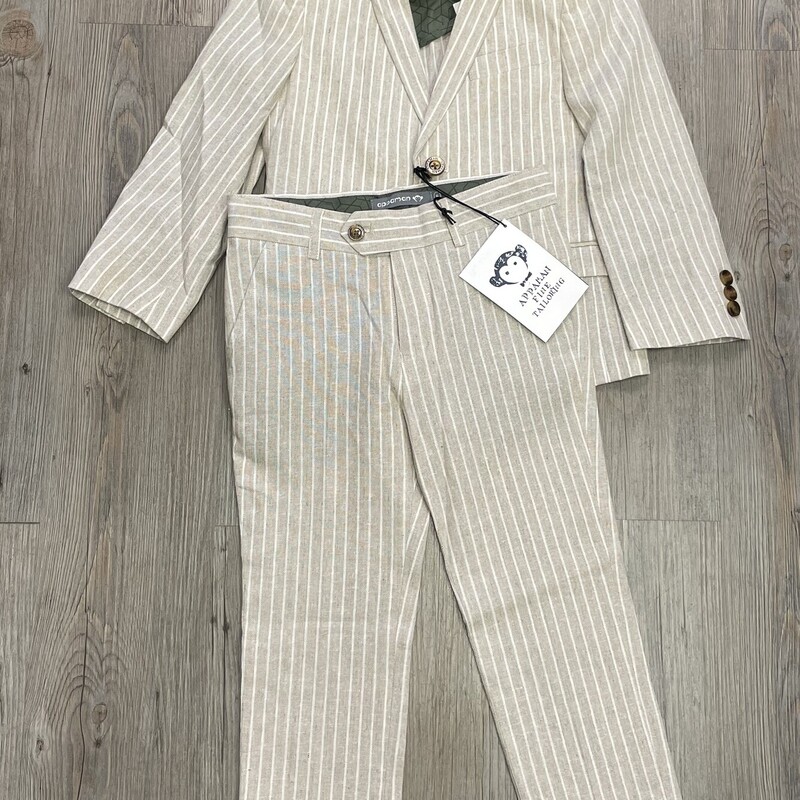 Appaman 2 Pcs Striped Suit, Sand/White, Size: 6Y