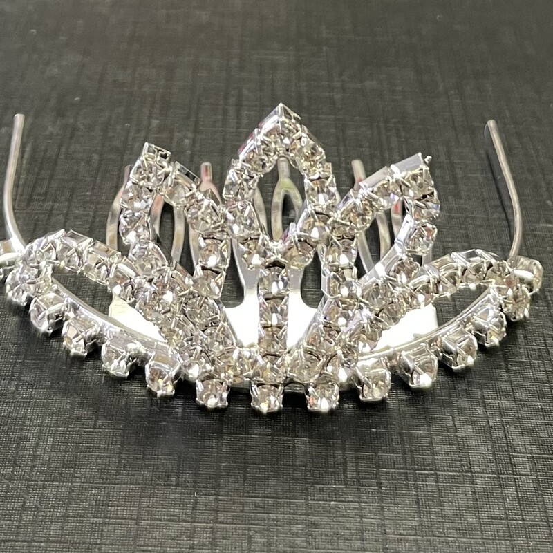 Tiara - Jeweled #6, Silver, Size: Hair Clip
