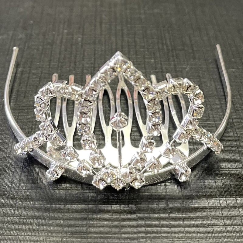 Tiara - Jeweled #7, Silver, Size: Hair Clip