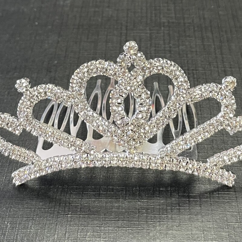 Tiara - Jeweled #8, Silver, Size: Hair Clip