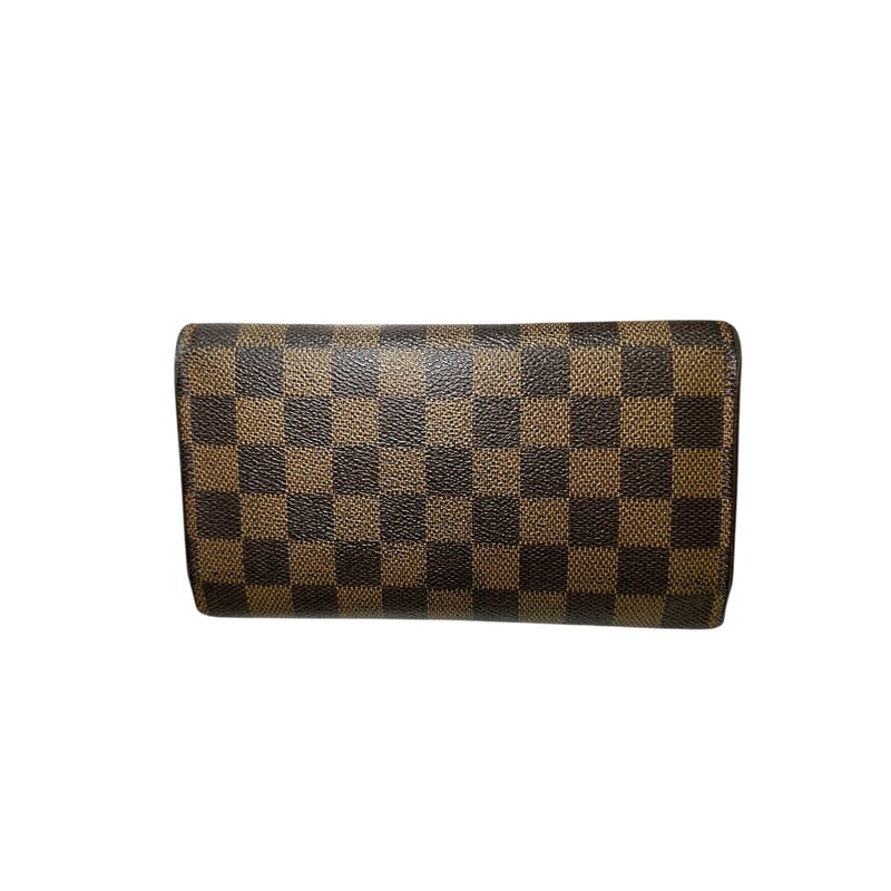 Louis Vuitton Sarah Damier Ebene Wallet<br />
<br />
Date Code: TH1907<br />
<br />
Dimensions:<br />
Base length: 7.5 in<br />
Height: 4.25 in<br />
Width: 1 in<br />
<br />
In good condition. Light wear to the interior pocket and inside. Some corner wear.<br />
<br />
Does not come with the original dust bag or box.