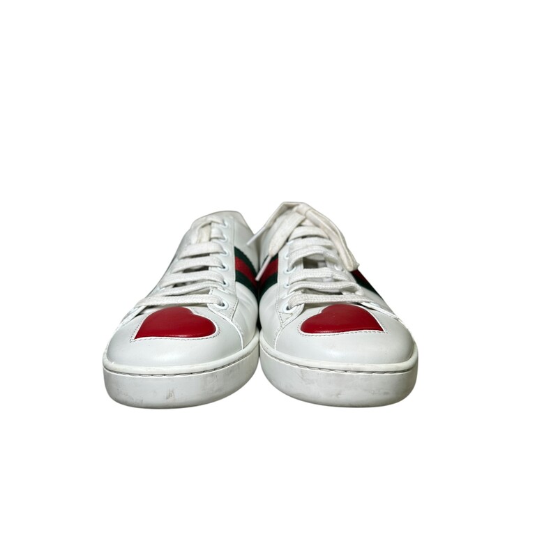Gucci Ace Of Hearts Sneakers<br />
<br />
Size 36.5<br />
<br />
Style Code: 435638<br />
<br />
In very good condition. Some marks on soles.<br />
<br />
Does not come with original dust bag or box.