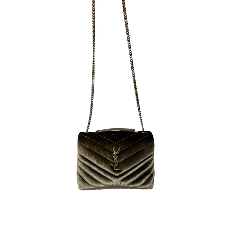 Saint Laurent Loulou Crushed Velvet Handbag<br />
<br />
Style Code:PMR49699.0923<br />
<br />
Dimensions: 9L x 7 H inches<br />
<br />
In very good condition.Faint scratches on hardware.<br />
<br />
Comes with original dust bag and box.