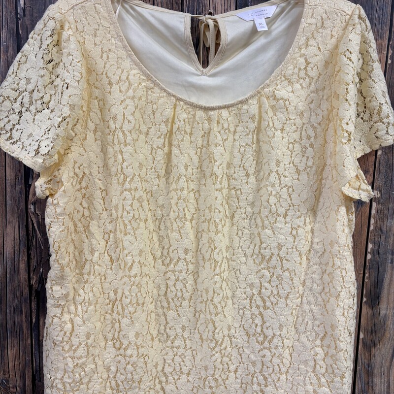 Yellow Flower Crochet Top, Size: XL