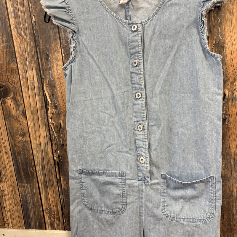 Button Denim Romper, Size: 14/16