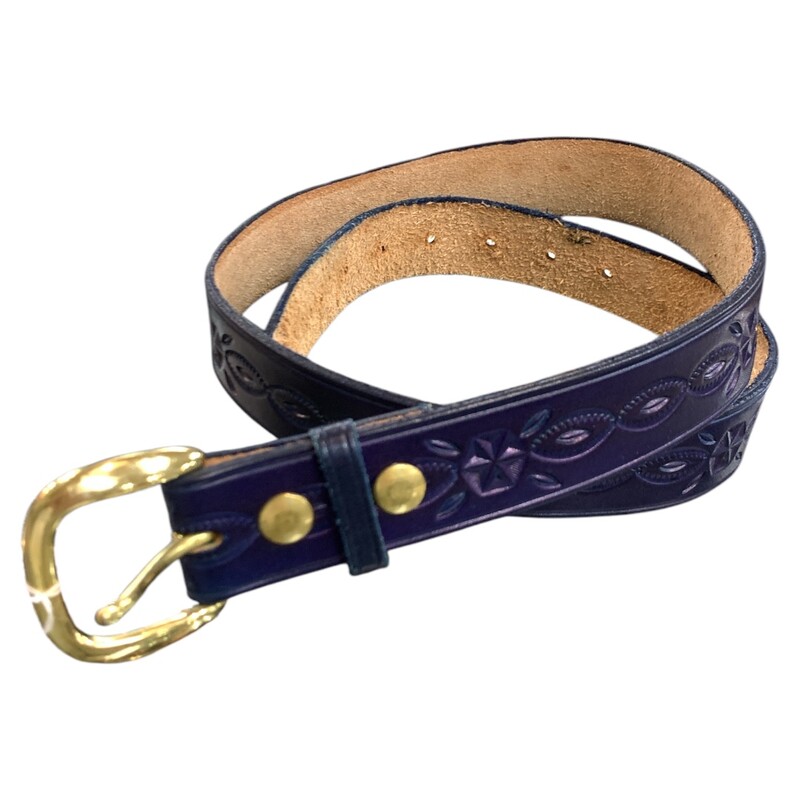 Belt Solid Brass, Navyblue, Size: XL