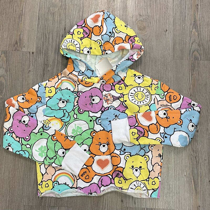 Carebears Cropped Pullover Hoodie, Multi, Size: 7-8Y