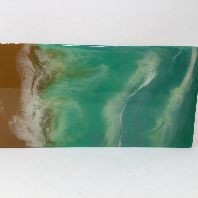 Acrylic Wall Art,
Aqua/White/Gold,
Size: 12 X 6 In