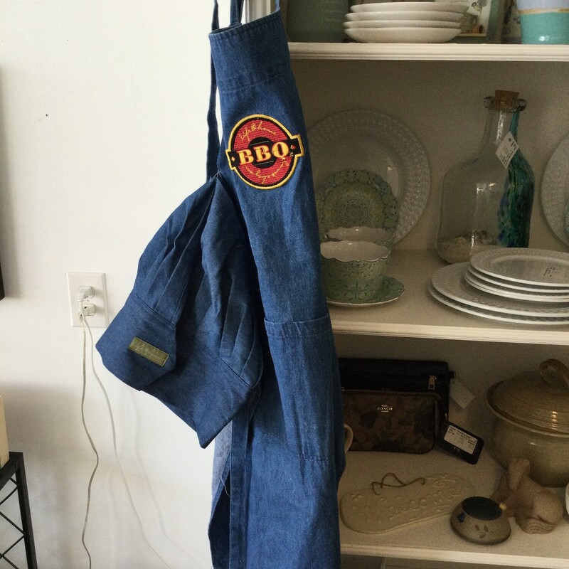Denim Apron & Chefs Hat,
Blue,
Size: O/S