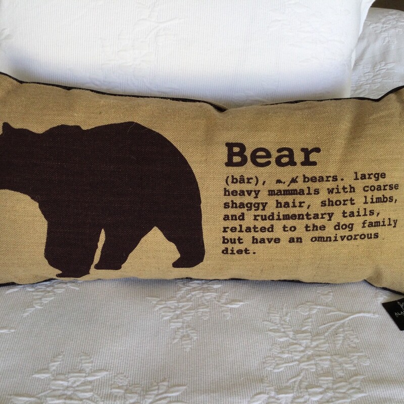 Bear Burlap Toss Cushion,
Tan/Brown,
Size: 24 X 12 In