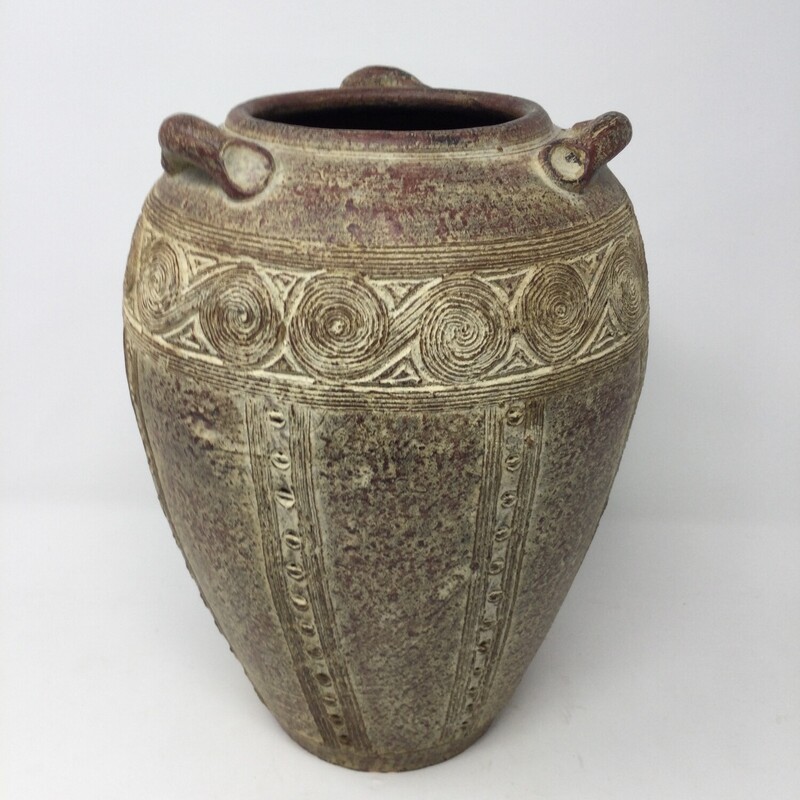 Clay Vase,
Brown,
Size: 10.5 X 8 In
