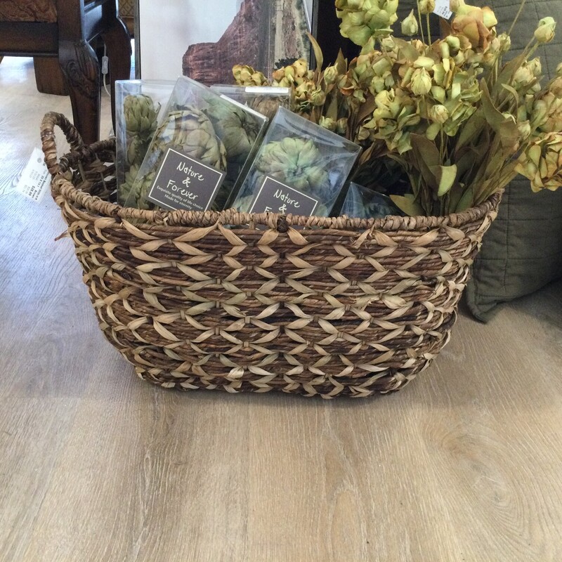 Woven Basket With Handles,
Brown,
Size: 23 X 14 X 14 In