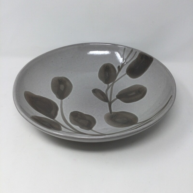 Ceramic Bowl Leaf Motif,
Grey,
Size: 12 In