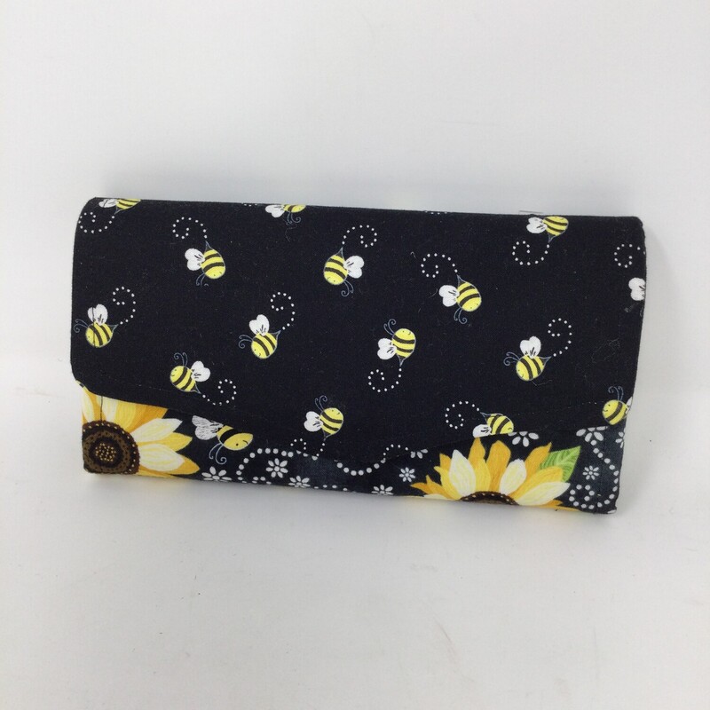 Handmade Canvas Sunflower & Bee Wallet,
Black/Yellow