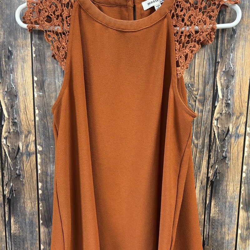 Rust Lace Sleeve Tank, Size: M