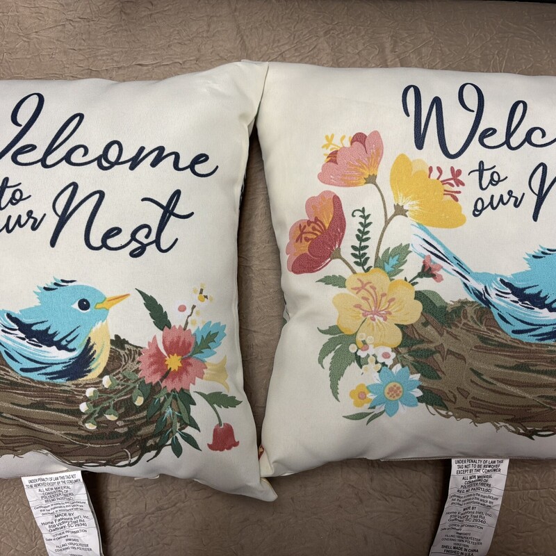 Welcome To Our Nest Pillows, Size: 15x15